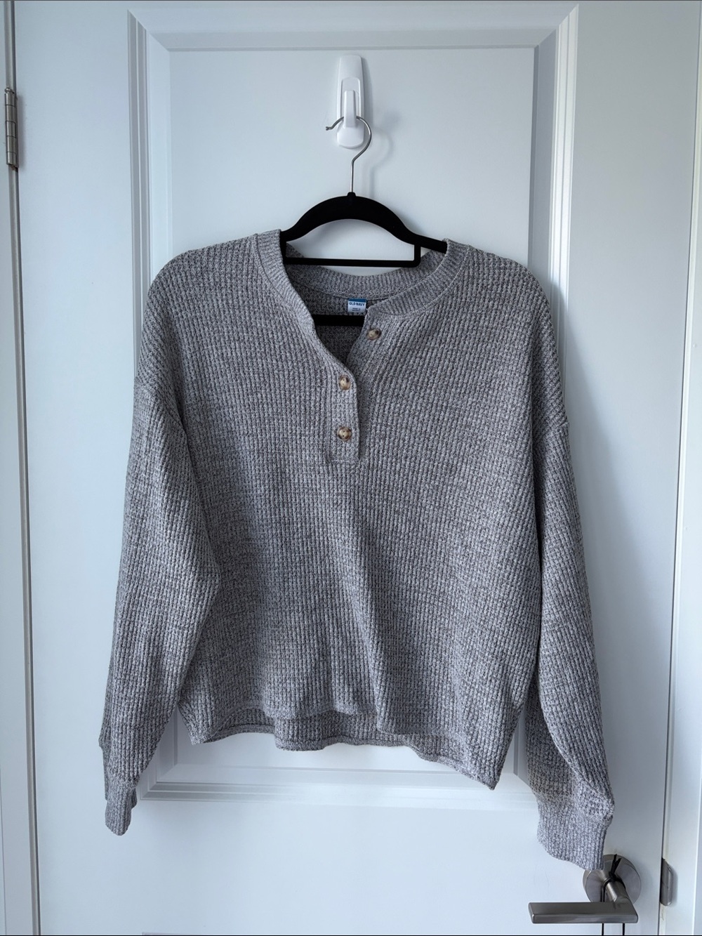 OLD NAVY Pepper and Salt Waffle Knit Henley Top